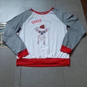 Santa Paws Kids Pajama Top - Gray and Red